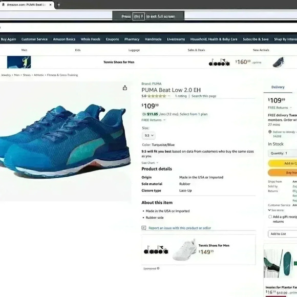 PUMA Beat Low 2.0 EH Turquoise/Blue Size 9.5 Brand New Save $50.00 - Picture 2 of 10